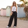thumbnail image 7 of Women's Cotton Linen Polka Dots Loose Fit Pants Wide Leg Baggy Fall Jeans | Jeans for Women, Mid Waist Denim, Pants with Pocket, Fall Clothes, Y2k, Straight Leg, 7 of 7