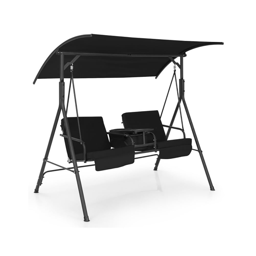 Aimee Lii Porch Swing Chair with Adjustable Canopy, Swing Chair Outdoor, Black Aimee Lii Porch Swing Chair with Adjustable Canopy, Swing Chair Outdoor, Black