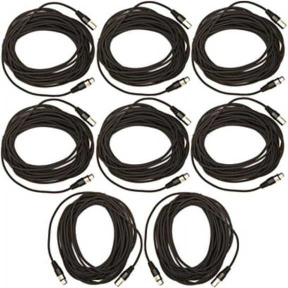 Seismic Audio SAXLX-50, 8 Pack of Black 50 Foot XLR Microphone Cables