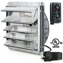 iLIVING 18" Wall Mounted Shutter Exhaust Fan, Automatic Shutter, with Thermostat and Variable Speed controller, 0.85A, 1736 CFM, 2600 SQF Coverage Area Silver (ILG8SF18V-ST)