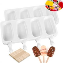 8 Cavities Popsicles Molds,8 x 3in Silicone Cake Pop MoldWith 50 Wooden Sticks,Cakesicle Molds,DIY Ice Cream Mold,Popsicle Makers, Homemade Ice Cream Molds, Easy-Release (10 x 4in)