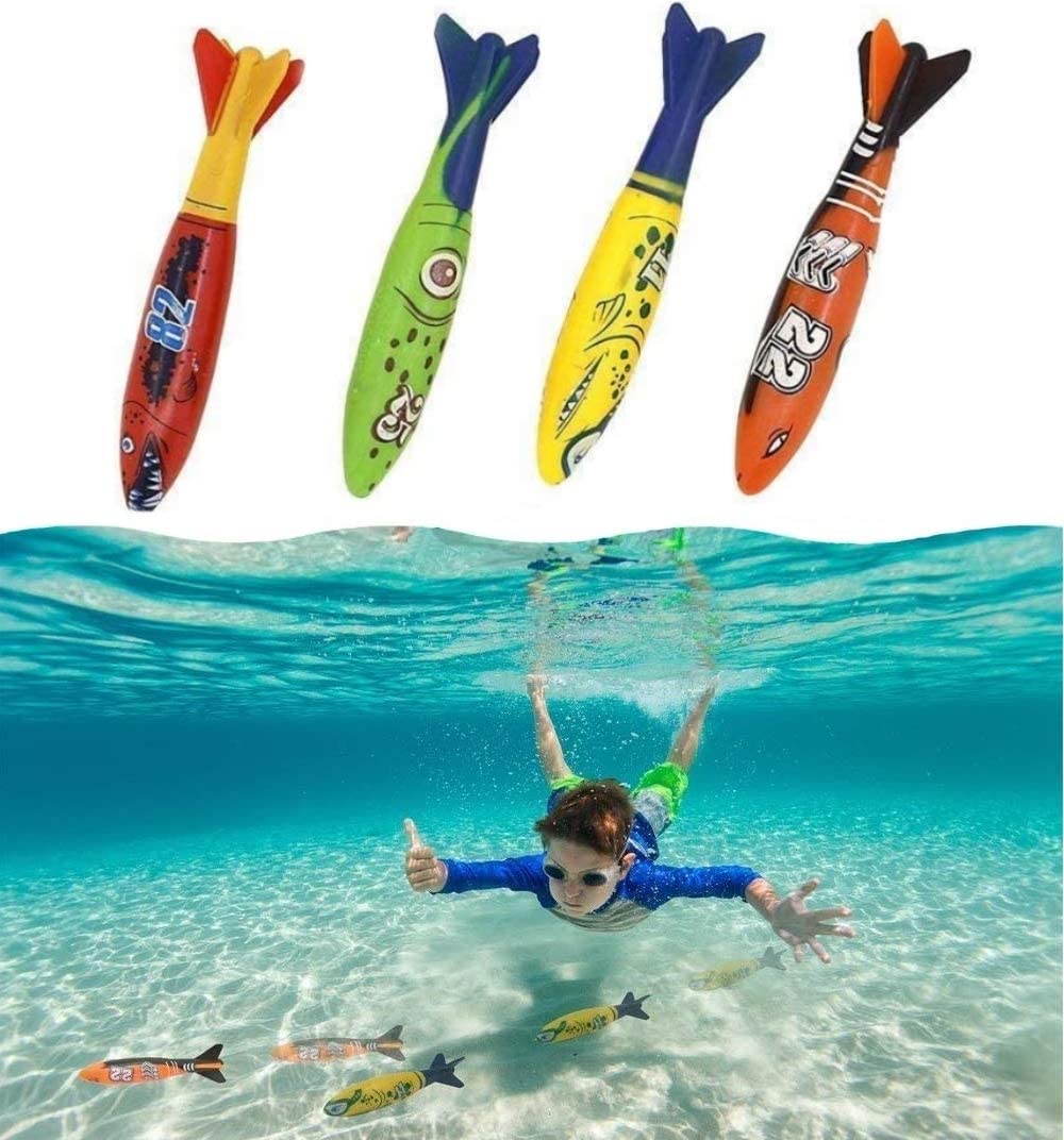 ToyX Underwater Diving Torpedo Bandits, Swimming Pool Toy 5” Sharks