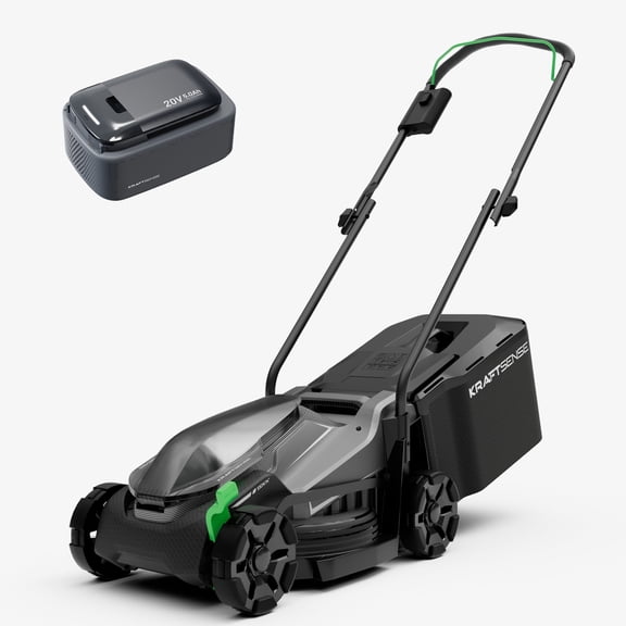Kraftsense 14" Cordless Lawn Mower, Electric Lawn Mowers with Brushless Motor, 5-Position Height Adjustment, with 5.0Ah Battery