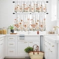 thumbnail image 3 of Pink Flower Kitchen Curtains Valances and Tiers Set of 3 Wildflower Butterfly Tier Curtains and Valance with Rod Pocket for Small Windows, 27.5"x24", 3 of 9