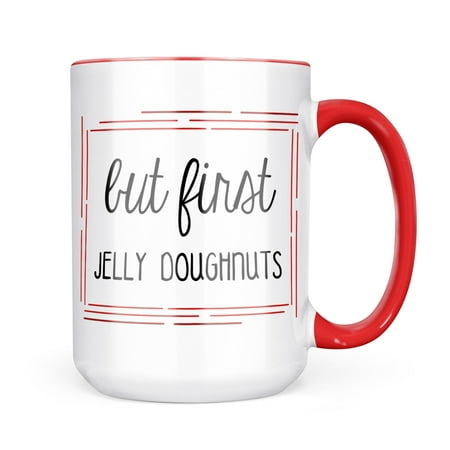 

Neonblond But First Jelly Doughnuts Funny Saying Mug gift for Coffee Tea lovers