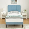 thumbnail image 6 of VECELO Twin Size Bed Frame, Modern Upholstered Platform Bed Frame with Adjustable Headboard, Wooden Slats Support/No Box Spring Needed, Light Blue, 6 of 12