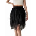 thumbnail image 3 of Women Tulle Skirts Midi Long Fairy Skirt Tutu A-Line Mesh Layered High Elastic Waist Skirts Black S, 3 of 7