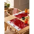 thumbnail image 5 of Merry Christmas Placemats Set of 6,Cotton Linen Table Mats Non-Slip Washable Xmas Ball Ornaments Snow Red Placemat for Holiday Party Dining Snowflake Kitchen Table Decor, 5 of 6