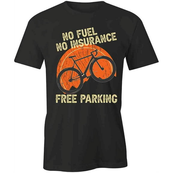 No Insurance Free Parking T-Shirt | Cool Cycling Black Tee Gift