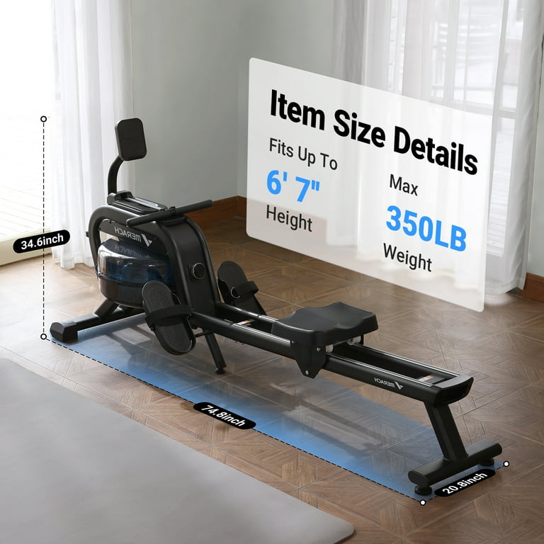 MERACH Water Rowing Machine 16 Levels Magnetic Auto Resistance