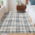 thumbnail image 3 of Haperlare 10'x13' Modern Plaid Area Rug Washable Rugs, Non Slip Ultra Soft Rug Stain Resistant Farmhouse Rug Carpet for Living Room Bedroom Dining Room, Blue, 3 of 8