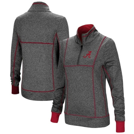 - Alabama Crimson Tide Colosseum Women's Herringbone Print Quarter-Zip Pullover Jacket - Charcoal