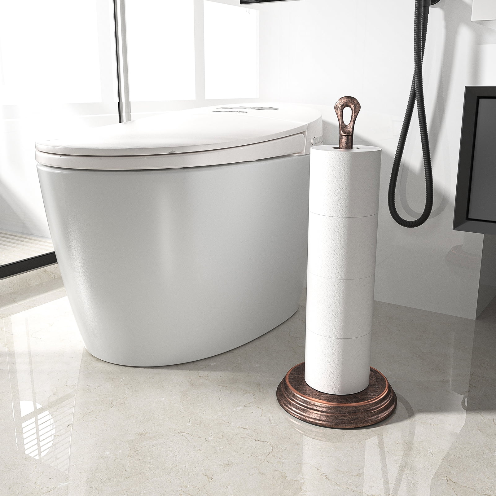 KASUNTO Freestanding Metal Toilet Paper Holder with Rustproof Finish (Oil Rubbed Bronze)