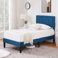 thumbnail image 3 of VECELO Twin Upholstered Platform Bed with Height Adjustable Tufted Button Headboard, Modern Bedroom Bed Frame, Blue, 3 of 9