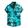 thumbnail image 2 of Summer Savings Clearance 2023! Loopsun Mens Shirts, Casual Lapel Short Sleeve Printing Hawaiian Beach Button Shirt Green A, 2 of 5