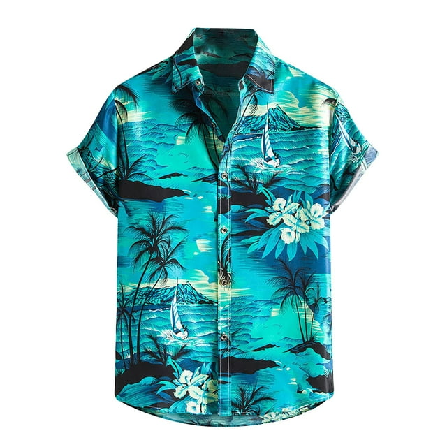 Mchoice Mens Hawaiian Shirts Summer CasualShort Sleeve Regular Fit Tropical Printed Button Down