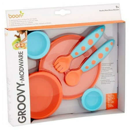 Boon Groovy Interlocking Plate & Bowl with Modware - Blue/Orange