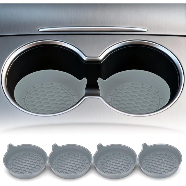 Posavasos para Coche, Juego de 4 Portavasos Universales de Silicona, Antideslizantes y a Prueba de Fugas (Gris)