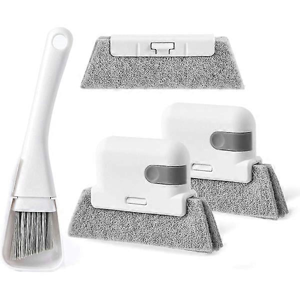 Cleaning Window Brush with Spring Brush Window Sill Cleaning Tool - Creative Door Window Track Cleaning Brushes -4PCS