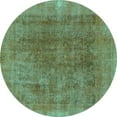 thumbnail image 1 of Ahgly Company Indoor Round Abstract Turquoise Blue Modern Area Rugs, 8' Round, 1 of 4