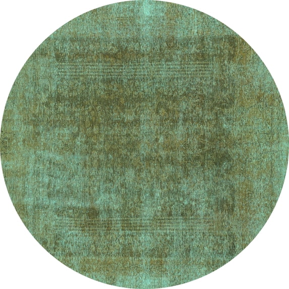 Ahgly Company Indoor Round Abstract Turquoise Blue Modern Area Rugs, 8' Round