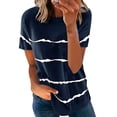 thumbnail image 5 of Women Short Sleeve T Shirt, Stripes Pattern Breathable Round Neck Summer Short Sleeve T Shirt Skin Friendly For Shopping ANGGREK Otros, 5 of 5