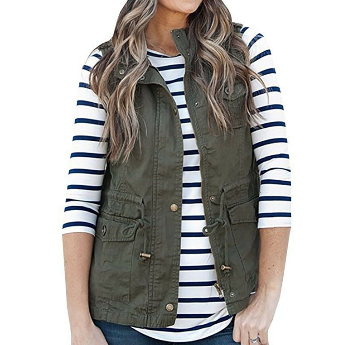 Hhchenyulemon hhchenyulemon Women Olive Cargo Utility Vest Pockets