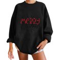 thumbnail image 2 of Hauts Chauds pour Femmes Hiver Mode Décontractée Femmes Impression Décontractée Col Rond Manches Longues T-Shirt Ample Blouse d'Automne Chandail Sans Capuche Chandails en Molleton Cool en Liquidation, 2 of 5