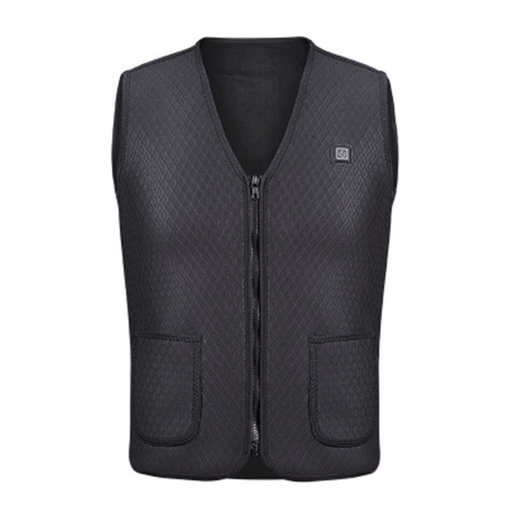 Electric USB Winter Warming Heated Vest for Outdoor USB Charge Men Women Heating Coat Jacket Clothing Black