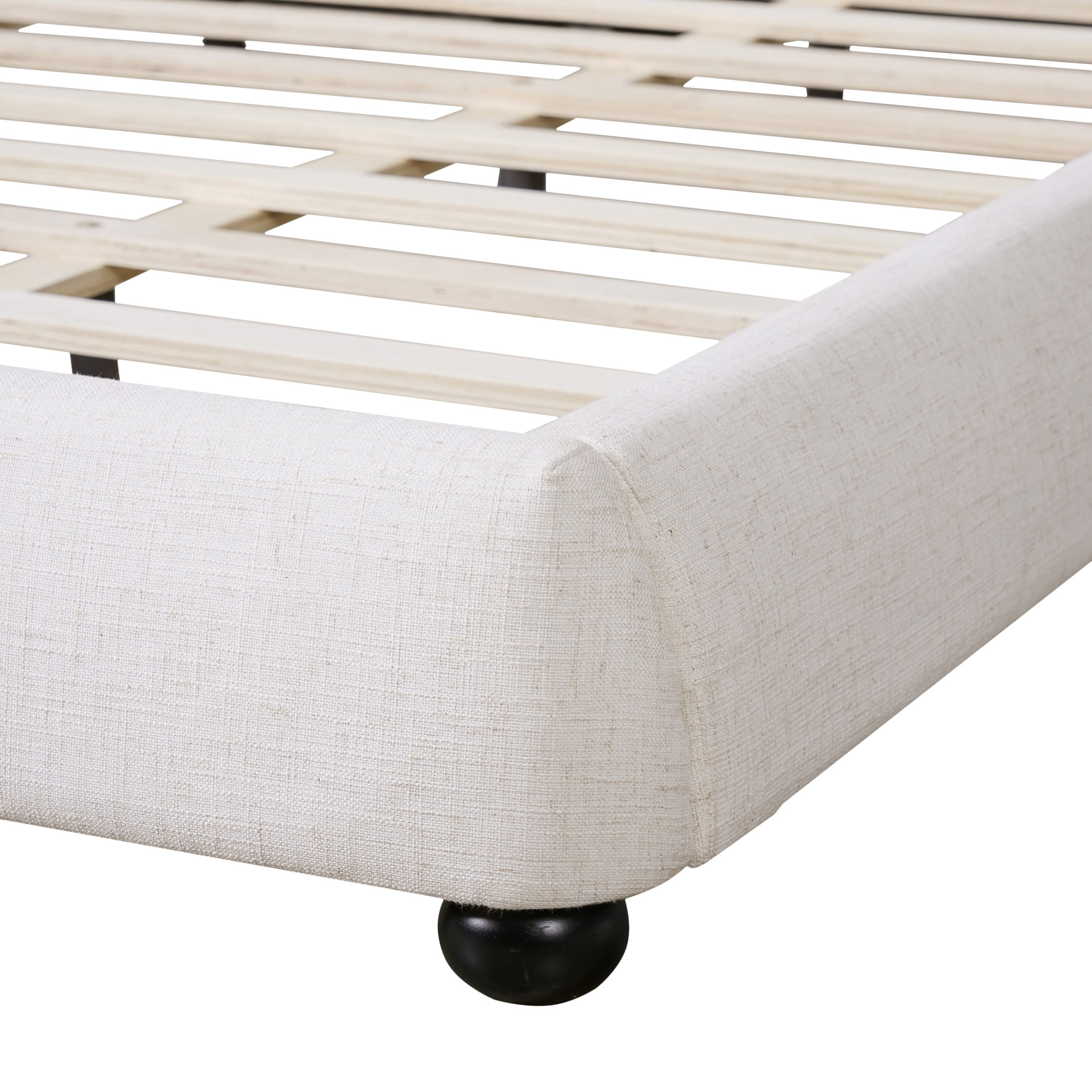 Christopher Knight Home King Upholstered Bed Frame, Linen Fabric Pillow-Back Headboard, Solid Wood Frame, Beige