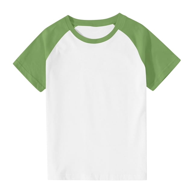 Zpanxa Chemises Filles Couleur Unie Manches Raglan Col Rond T-Shirt Manches Courtes Polyester Spandex 3 Ans