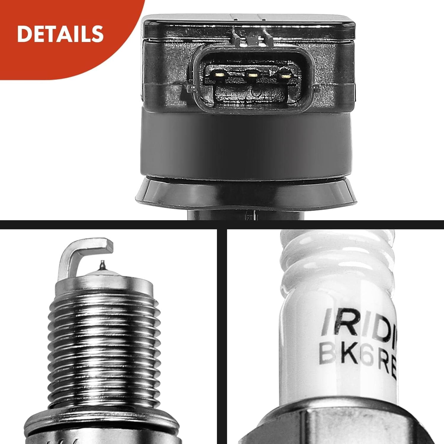 A-Premium Ignition Coils and Spark Plugs Kits Compatible with Mitsubishi Galant 2004-2007, Endeavor 2004-2008, 3.8L 6-PC Set