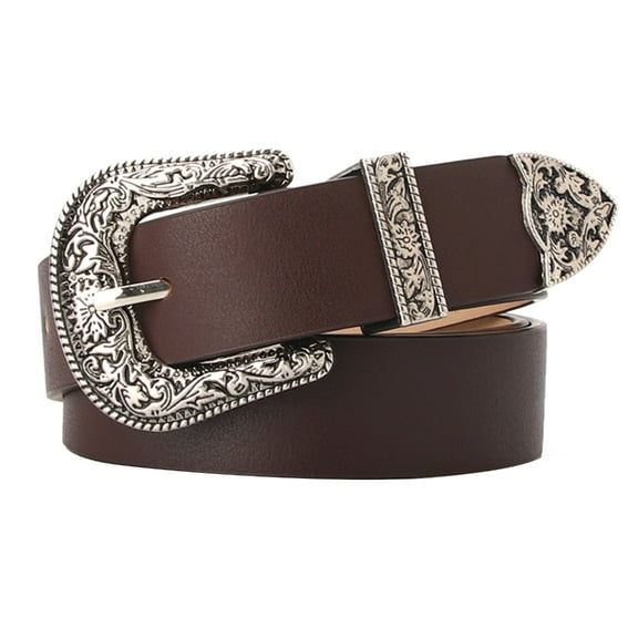 JNANEEI Women Carve Buckle Belt Cowgirl Waist Belt Wide Belt Retro Female Clothing Accessory Teens Girl Lady Belt Casual Dressup