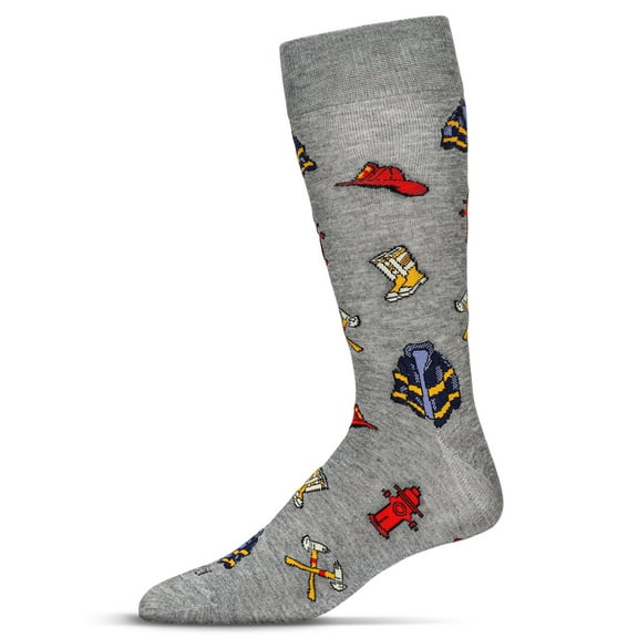 MeMoi Men's Firefighter Bamboo Crew Socks - Mens - Male, 10-13, Med Gray Heather