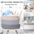 thumbnail image 2 of Canasta Extra Grande de Cuerda de Algodon 83L, Cesto para Ropa Sucia con Asas, Cajas de Almacenamiento, Cesto Organizador de Juguetes, para Organizar y Guardar Ropa o Juguetes para Niños, 55 x 35 CM, 2 of 7