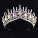 thumbnail image 3 of Zhuge Tiara de boda para novia, diadema de princesa, corona nupcial, joyería para el cabello con diamantes de imitación de cristal, decoración para novia, cumpleaños, graduación, boda (rosa), 3 of 4