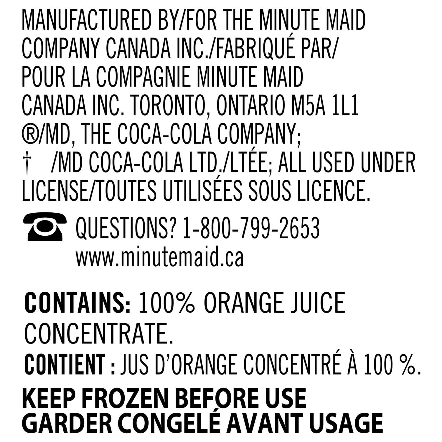 Minute Maid Orange Juice Pulp Free 295mL Frozen Can, 295 x mL