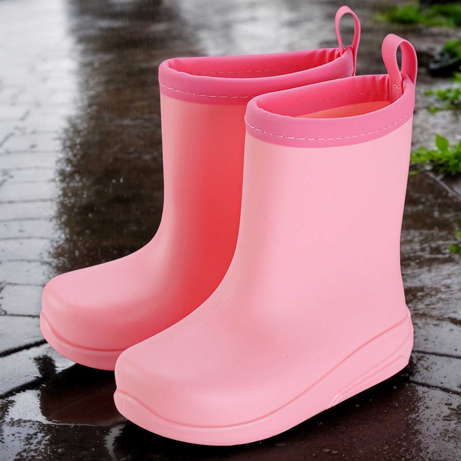 Tisuna Boys Girls Rain Boots Toddler Solid Color Anti- Easy On Booties Waterproof Lightweight Unisex Teen Children Rainy Day Outdoor Rain Shoes Size 5.5-6 Years