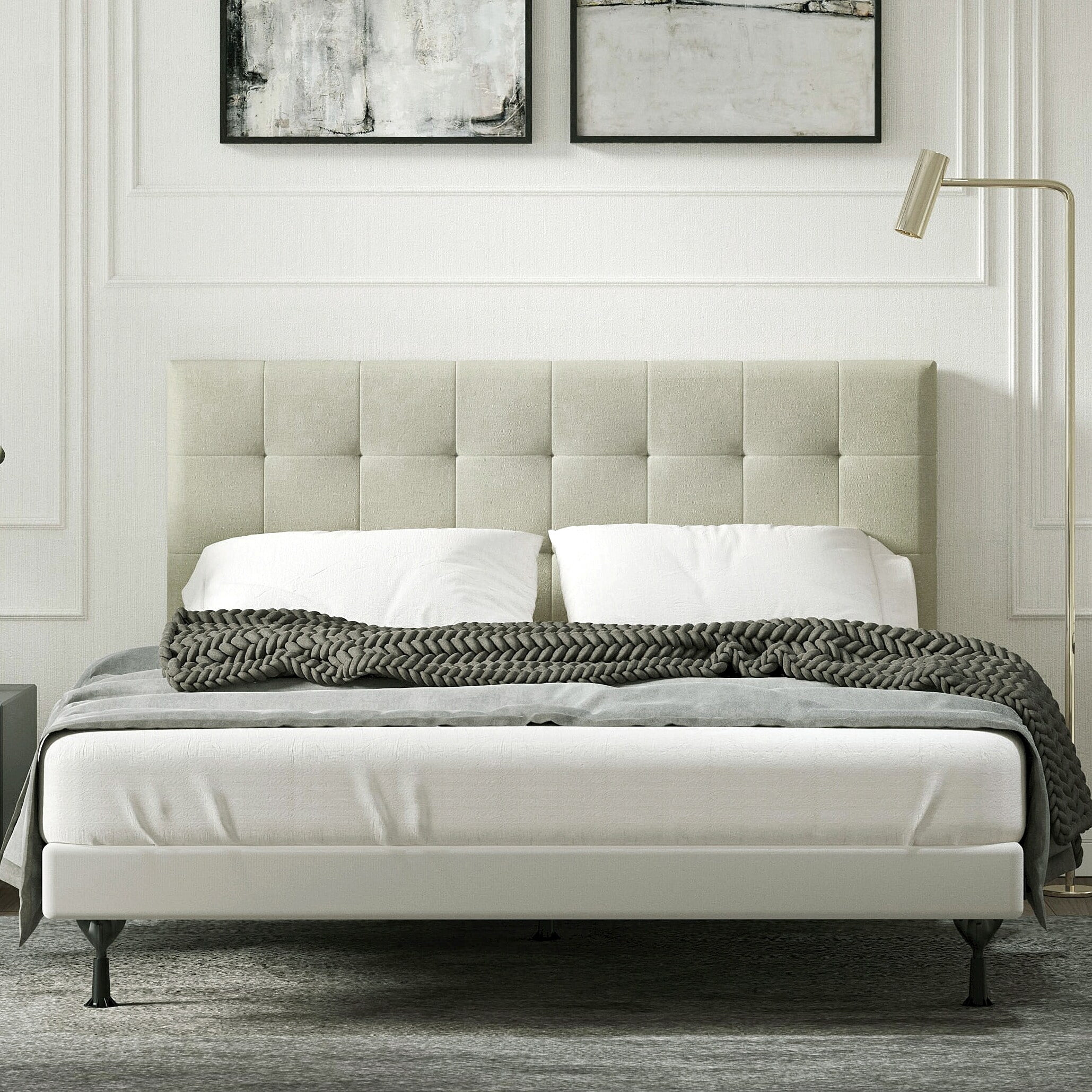 Glenwillow Home Kaya Upholstered Headboard Queen - Stone (Light Gray)