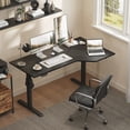 thumbnail image 2 of 55.1 Inch Electric L-Shaped Height Adjustable Standing Desk, Sit to Stand Corner Desk with Memory Presets and Hooks, Ergonomic Home Office Computer Desk for Workstations, Black, 2 of 9