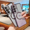 thumbnail image 5 of Magnetic Case for Samsung Galaxy S21 Ultra Luxury Plating Bling Gradient Glitter Cute Heart Cover Compatible with MagSafe Soft Shockproof Protective Clear Case for S21 Ultra 5g 6.8" (Black), 5 of 9