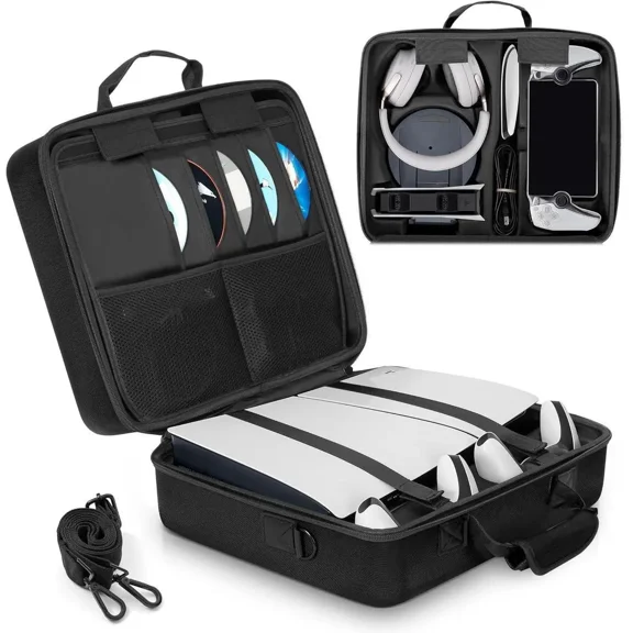 Hard Shell Carrying Case Compatible with PS5 Slim, Travel Bag for PlayStation 5 Slim Disk Digital Edition, Games, Headset and Gaming Accessories