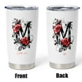 thumbnail image 5 of 20oz Stainless Steel Tumbler Featuring Initial 'M' and Flowers, Personalized Insulated Coffee Mug with Lid, Drinkware for Mom, Sister, Friends, Birthday, Bridesmaid, Wedding, 5 of 6