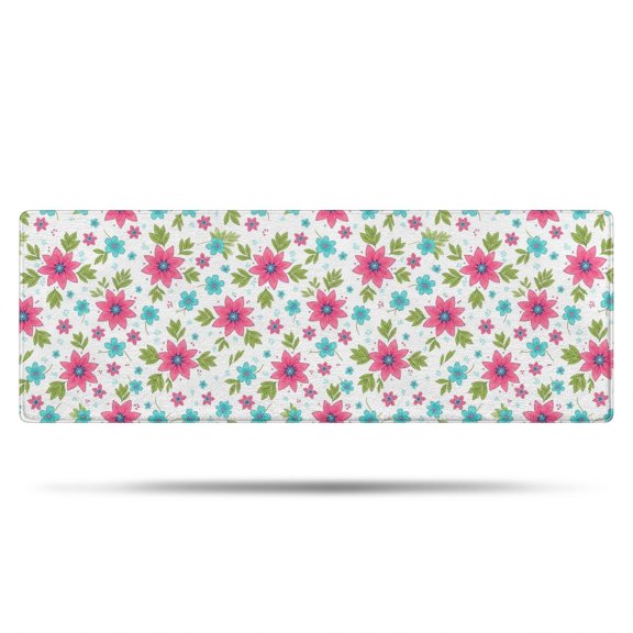 Pioneer Flower Floral Print Pattern Bathroom Rugs Mat, Non Slip Microfiber Bathroom Rug with Rubber Backing, Soft Mats for Bathroom Floor Tub Shower, 17"x47"