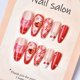 thumbnail image 2 of Uñas postizas adhesivas BSBTBZ 24 piezas, almendra, rojo cereza, strass, 2 of 8