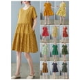 thumbnail image 4 of Women Short Sleeved Mini Dress with Pockets Printed Vintage A-Line, 4 of 8