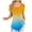 Yellow, variant on Womens Flowy Tunic Tops Gradient Color Trendy Pleated T-Shirts Square Neck Short Sleeve Colorblock Summer Tee (XL, Yellow)