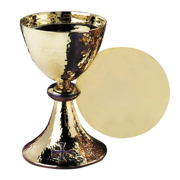 Blue Enamel Cross Chalice with Paten