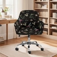thumbnail image 2 of Xoenoiee Hummingbird Flower Print Velvet Curved Back Dining Room Chair Covers with Arms Stretch Swivel Bar Stool Chair Slipcover, Removable Vanity Kitchen Office Desk Armchair Protector Covers, 2 of 7