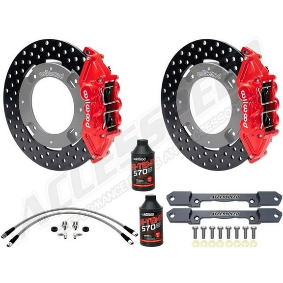 Wilwood Rear UTV Big Brake Combo with Red Calipers, Drilled Rotors & Brake Fluid for 2020-2023 Polaris RZR PRO XP